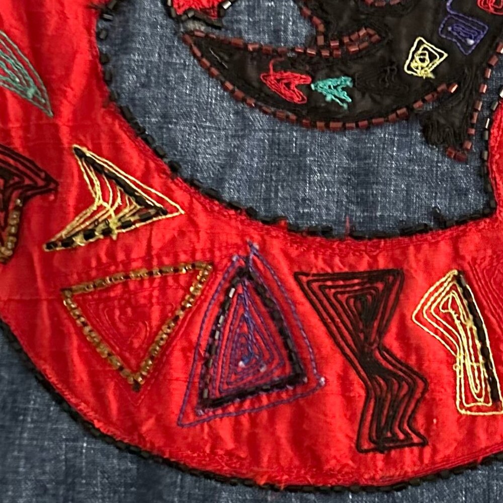 Chico DESIGN Denim Jacket Embroidered Beaded Silk APPLIQUE Gecko Accents - Picture 5 of 13